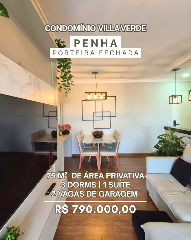 Apartamento à Venda: Penha, 3 Quartos, 1 Suíte,2 Vaga por R$ 790.000,00.